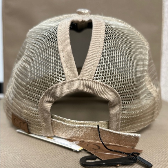 CC Exclusives Gold Glitter Hat High Ponytail Adjustable with Monogram Logo Patch - Picture 8 of 9